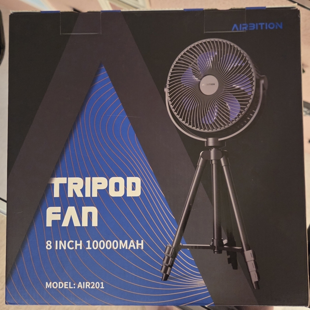 Airbition Adjustable Fast Charging Tri-Pod Traveling Fan With Hanging Feature